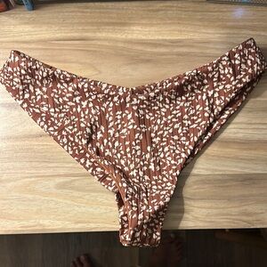 Roxy Brown and White Textured Bikini Bottom